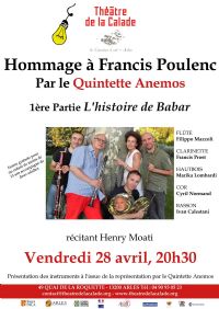 L'Histoire de Babar, Hommage musical à Francis Poulenc. Le vendredi 28 avril 2017 à ARLES. Bouches-du-Rhone.  20H30
